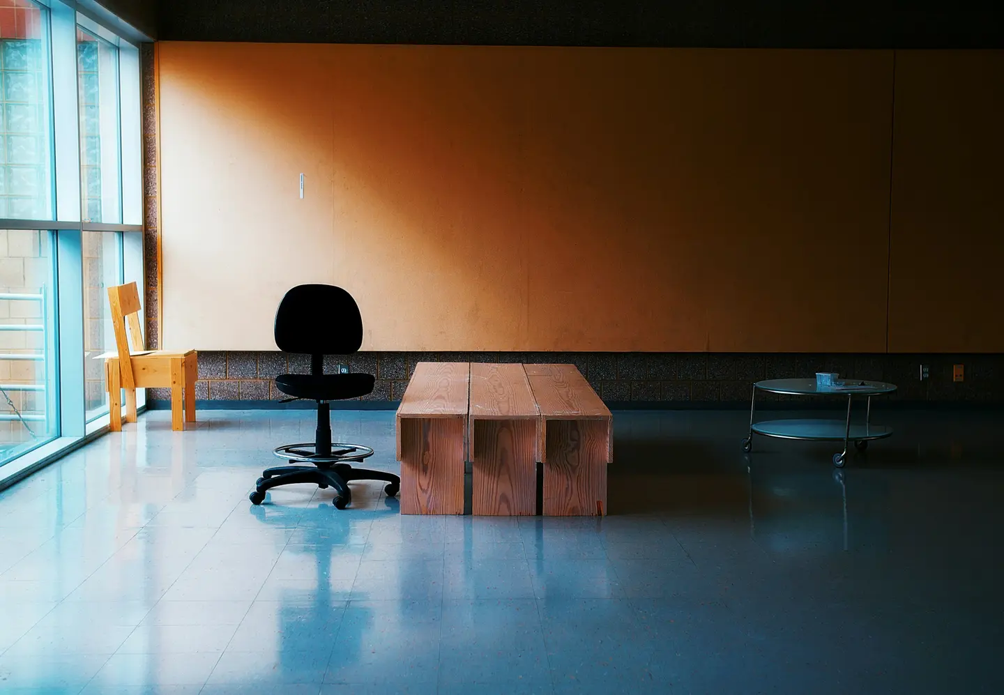 Creative commercial workspace with daylight and an open floor