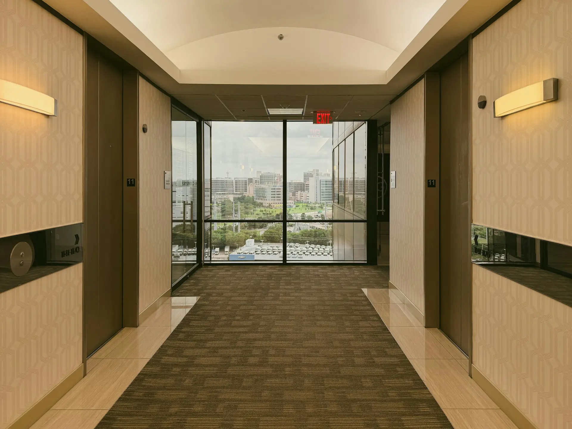 Commercial office floor with carpet tiles in a working interior