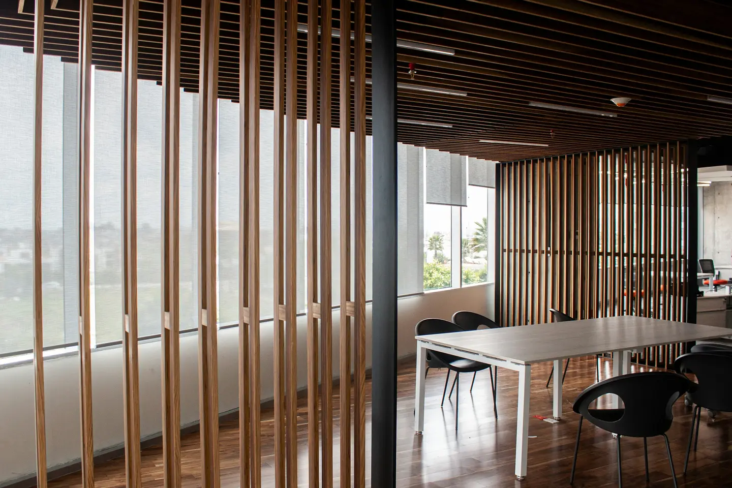 Timber interior detail in a commercial workplace